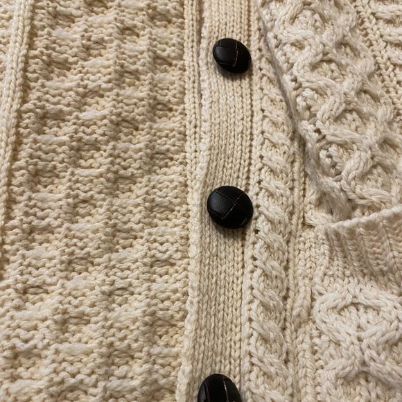 Knit Off White/Cream Cardigan with Black Buttons - Picture 2 of 5